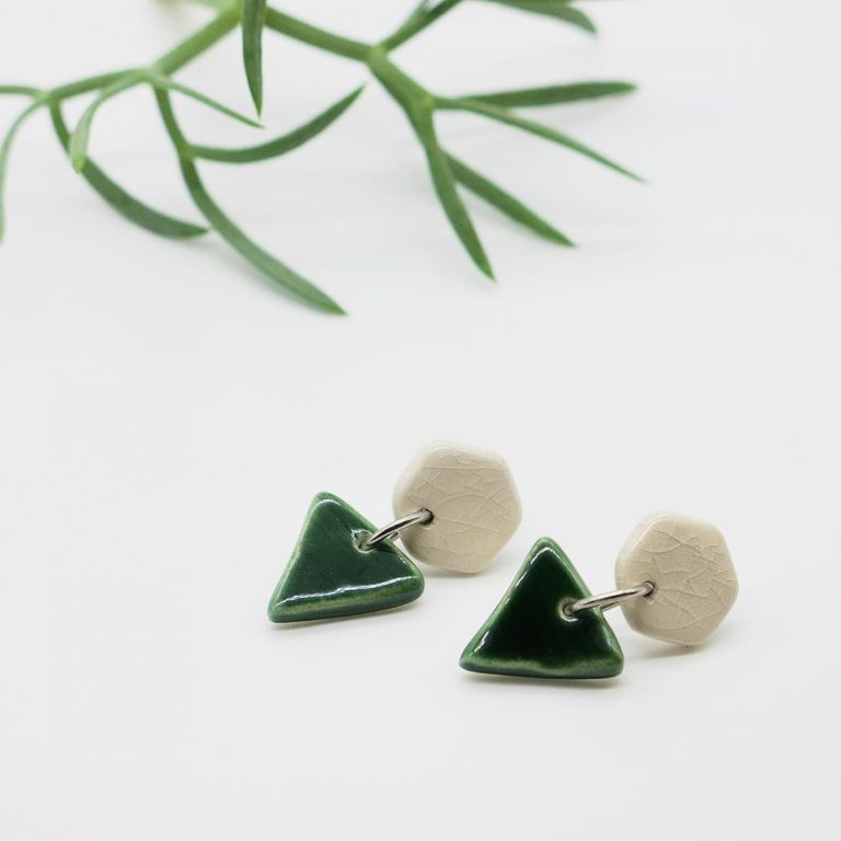 Pendientes ceramica Frutipan verdes