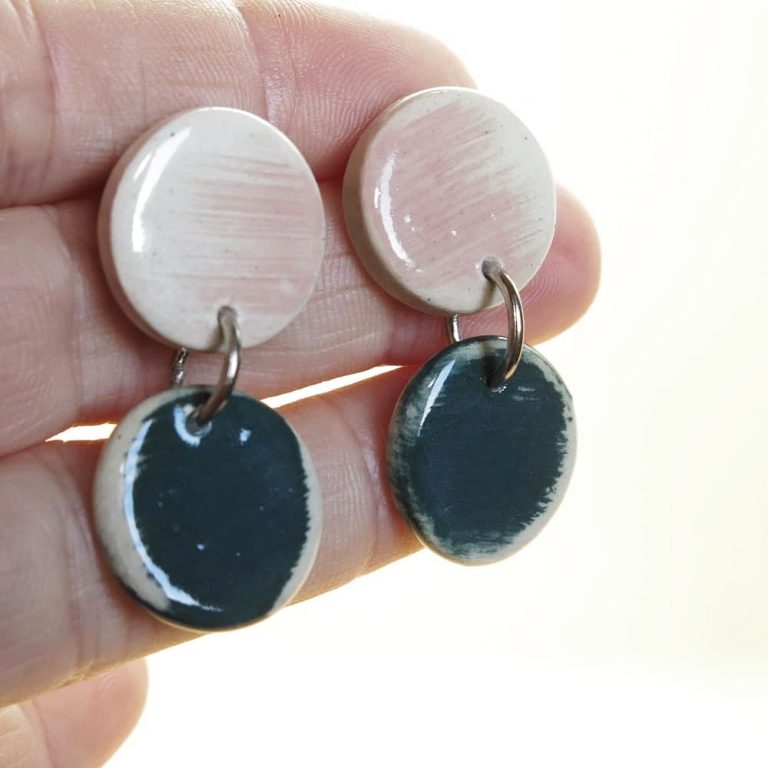 Pendientes de Cerámica en rosa y verde