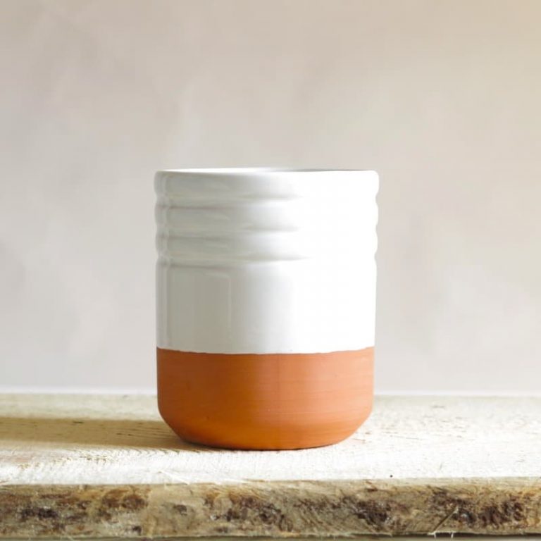Vaso de Barro vidriado blanco