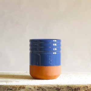 vaso barro vidrido azul