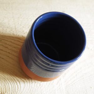 vaso ceramica esmaltada azul